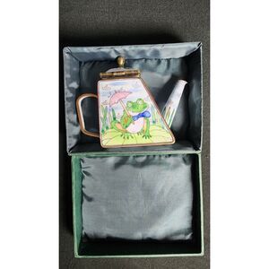 Kelvin Chen Miniature Enamel Teapot 2005 Frog Umbrella No 177 Original Box